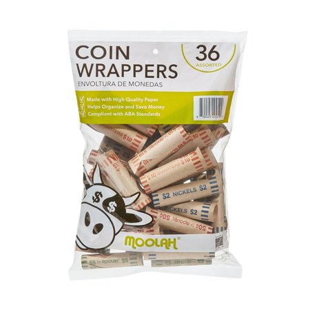 MOOLAH 36 Count Preformed Assorted Coin Wrappers 729000